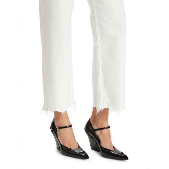 Moussy Vintage Aurora Wide Straight Jean White Raw Hem - Picture 7 of 15